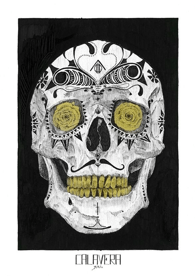 CALAVERA - édition limitée - illustration noire et dorée - a4