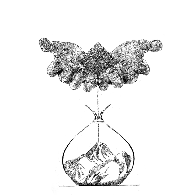 les mains en sablier - illustration - a4