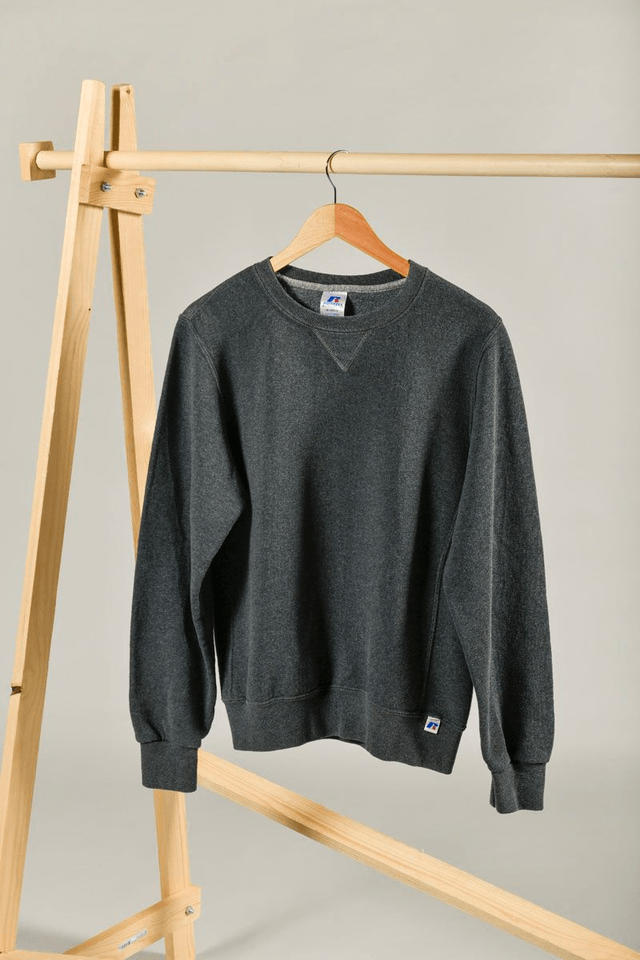 Sweat gris Fruit of the loom seconde main sérigraphié – Œuvre montagne pantin