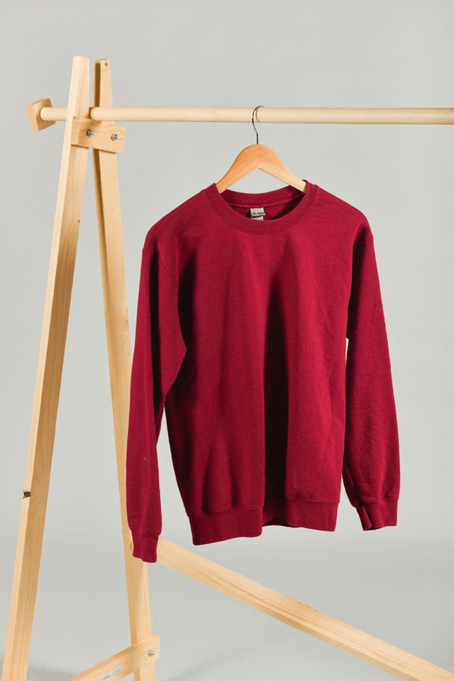 Sweat rouge Gildan seconde main sérigraphié – Œuvre main en sablier