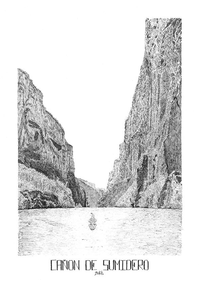 EL CANON DE SUMIDERO - édition limitée - illustration noire et dorée - a4