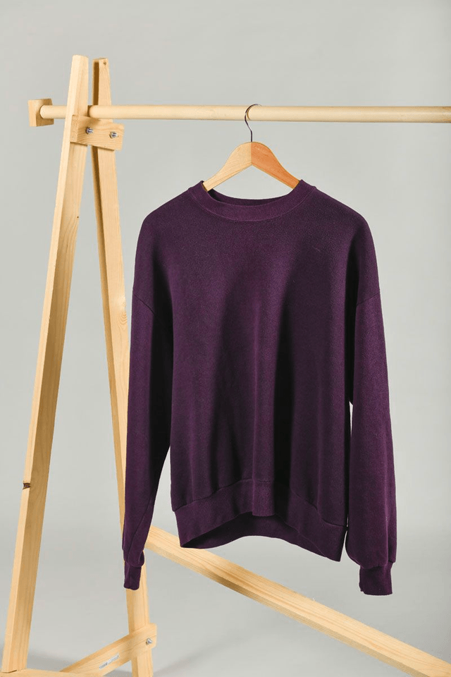 Sweat violet Jerzees seconde main sérigraphié – Œuvre main en sablier