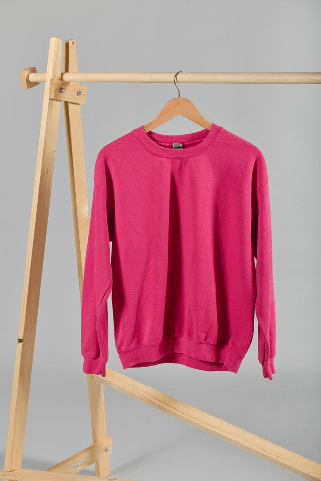 Sweat rose Guildan seconde main sérigraphié – Œuvre main en sablier