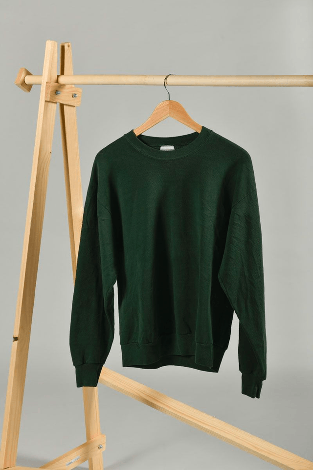 Sweat vert Jerzees seconde main sérigraphié – Œuvre montagne pantin