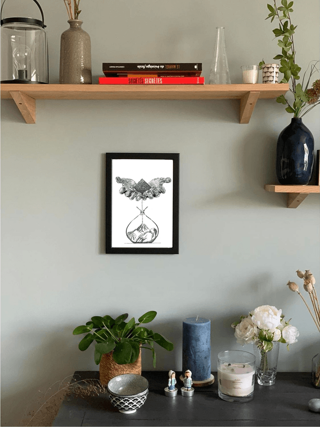 les mains en sablier - illustration - a4